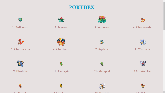 Custom JavaScript API Pokedex. No libraries. - Webflow